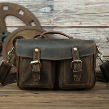 Load image into Gallery viewer, Crossbody Vintage Camera Leather Messenger Bag
