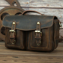 Load image into Gallery viewer, Crossbody Vintage Camera Leather Messenger Bag
