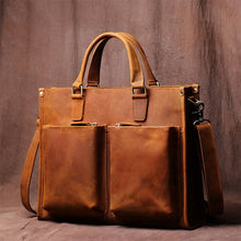 Load image into Gallery viewer, Leather Briefcase Vintage Leather Messenger Bag
