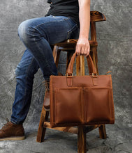 Load image into Gallery viewer, Leather Briefcase Vintage Leather Messenger Bag
