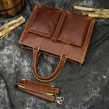 Load image into Gallery viewer, Leather Briefcase Vintage Leather Messenger Bag
