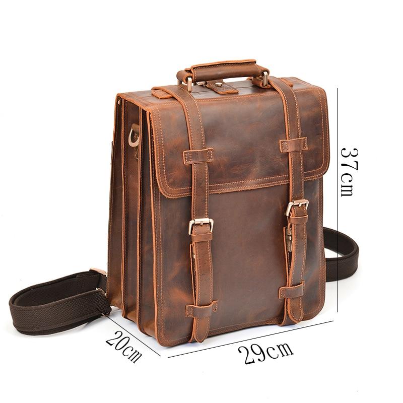 Vintage Brown Leather Backpack for Men