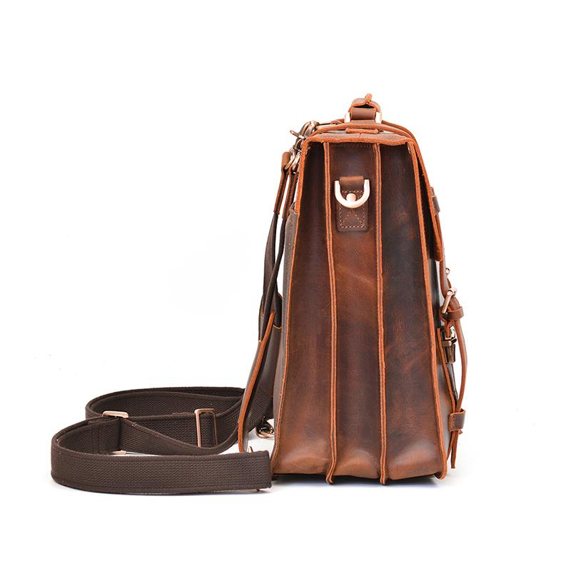 Vintage Brown Leather Backpack for Men