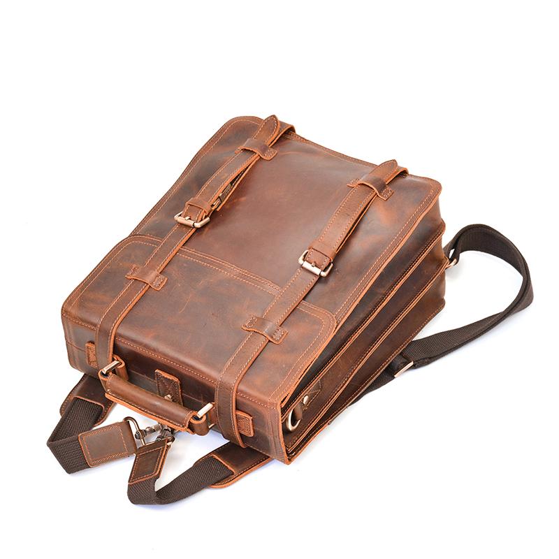 Vintage Brown Leather Backpack for Men
