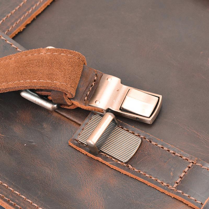 Vintage Brown Leather Backpack for Men