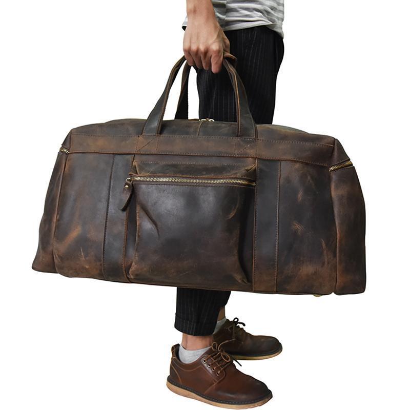 Large Capacity Leather Duffle Bag Weekender