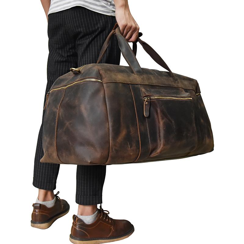 Large Capacity Leather Duffle Bag Weekender