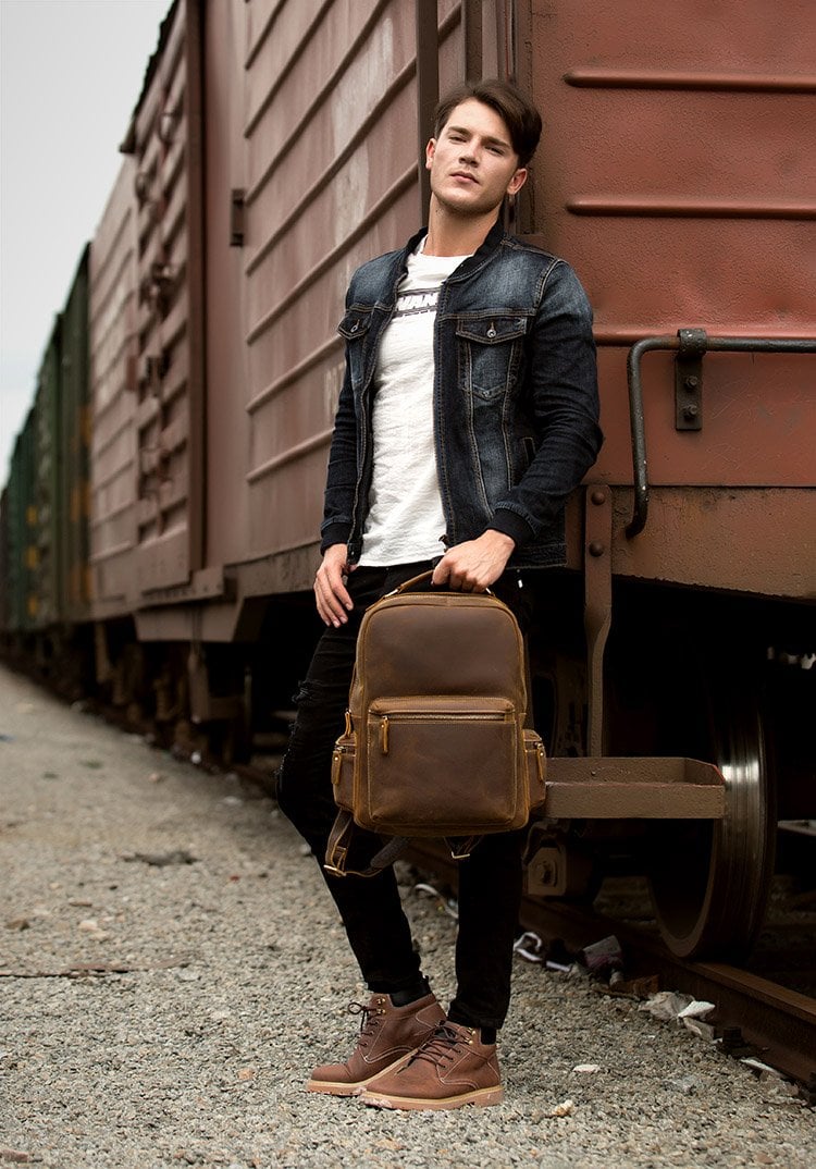 Brown Genuine Vintage Leather Backpack