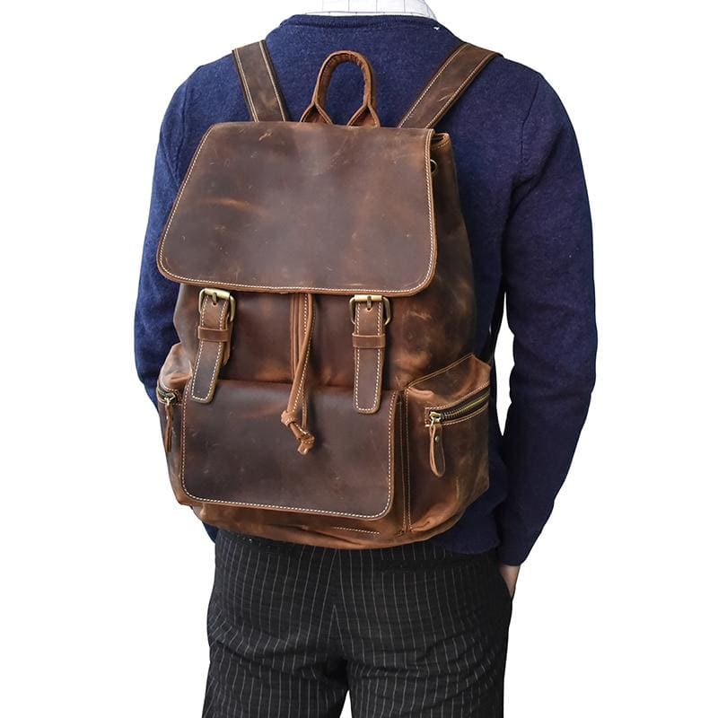 Large Vintage Leather Backpack