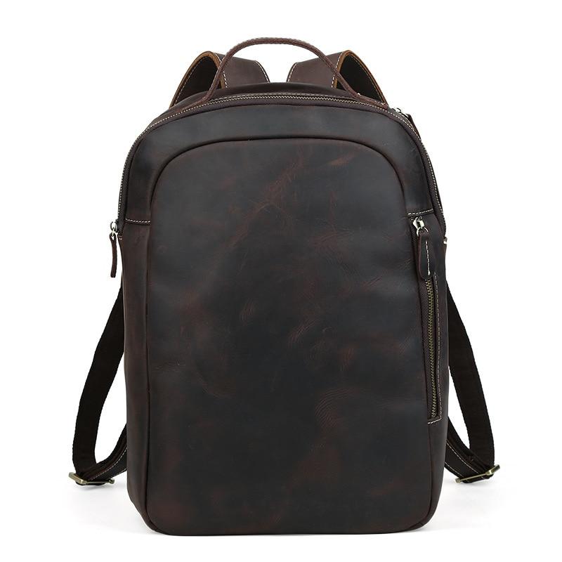 Coffee Full Grain Leather Backpack