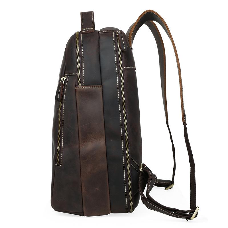 Coffee Full Grain Leather Backpack