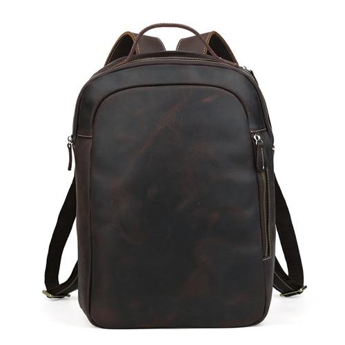 Coffee Full Grain Leather Backpack