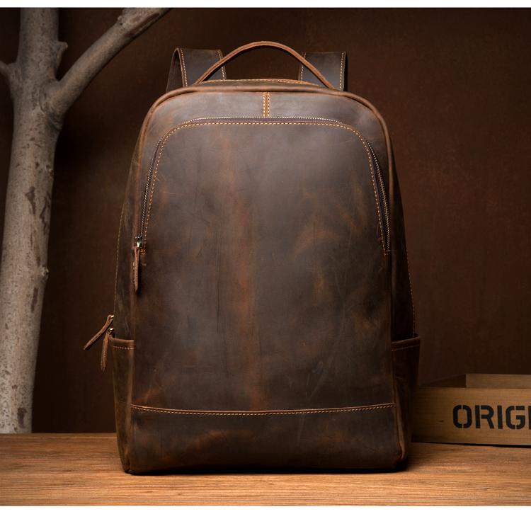 Genuine Vintage Leather Minimalist Backpack