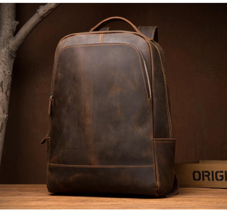 Genuine Vintage Leather Minimalist Backpack