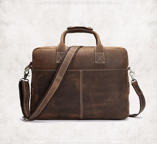 Classic Briefcase Vintage Leather Messenger Bag