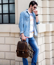 Load image into Gallery viewer, Classic Vintage Handcrafted Leather Backpack
