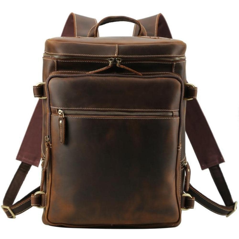 Retro Handmade Vintage Leather School Backpack