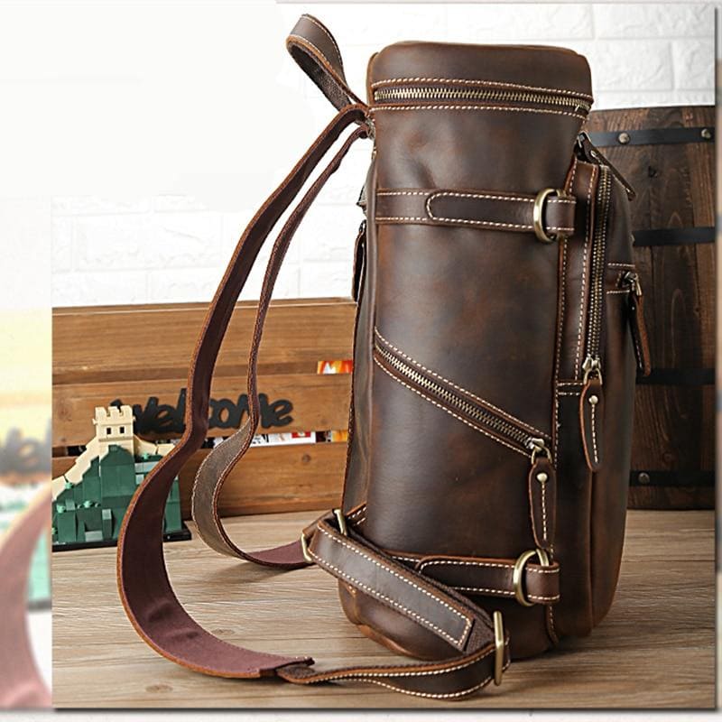 Retro Handmade Vintage Leather School Backpack