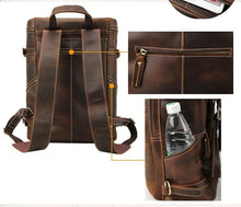 Load image into Gallery viewer, Retro Handmade Vintage Leather School Backpack
