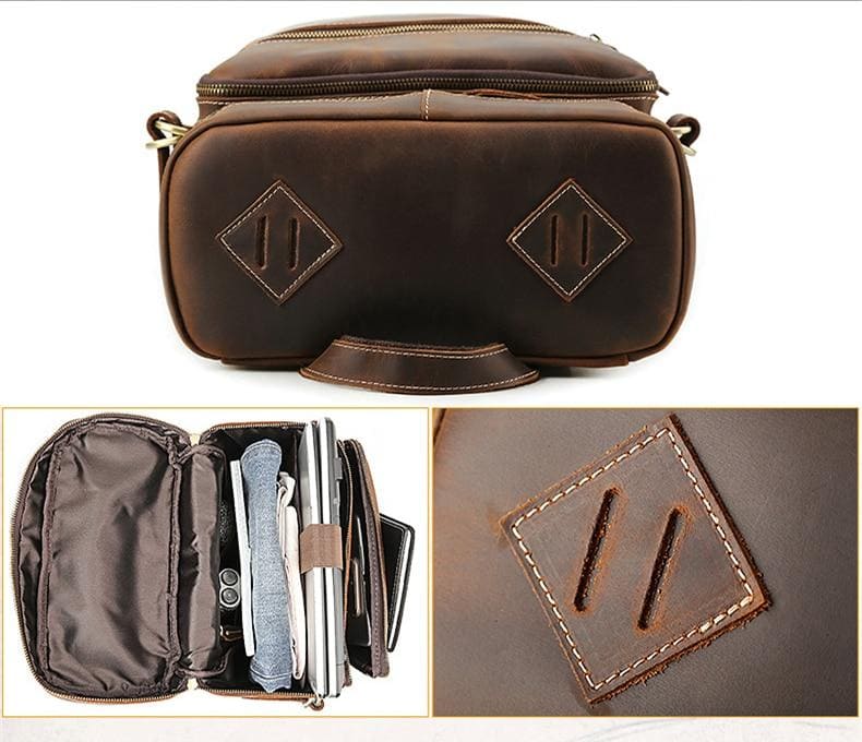 Retro Handmade Vintage Leather School Backpack