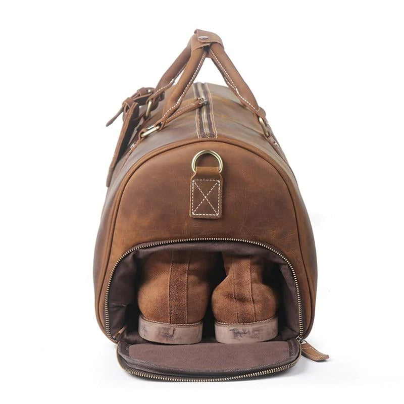 Brown Weekender Large Leather Duffle Bag