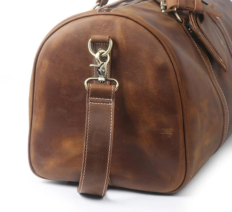 Brown Weekender Large Leather Duffle Bag