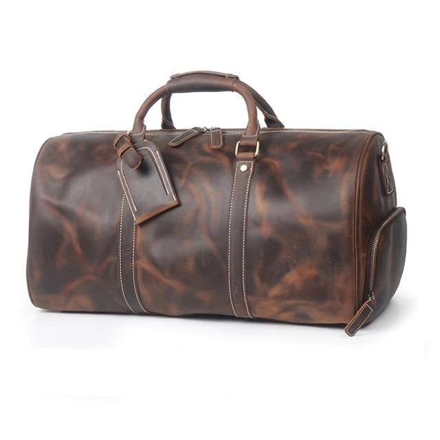 Brown Weekender Large Leather Duffle Bag