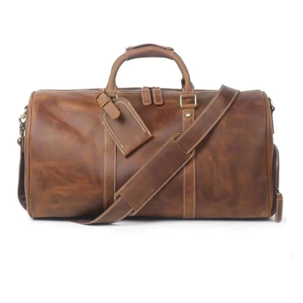 Brown Weekender Large Leather Duffle Bag