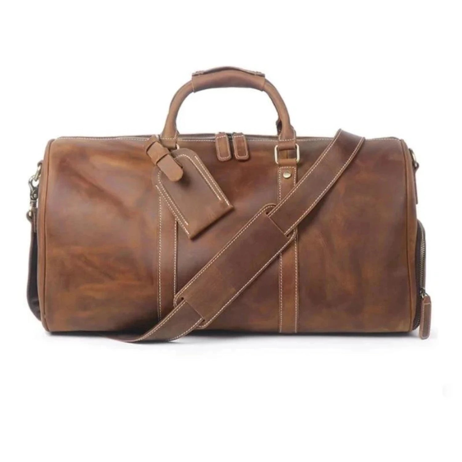 Brown Weekender Large Leather Duffle Bag