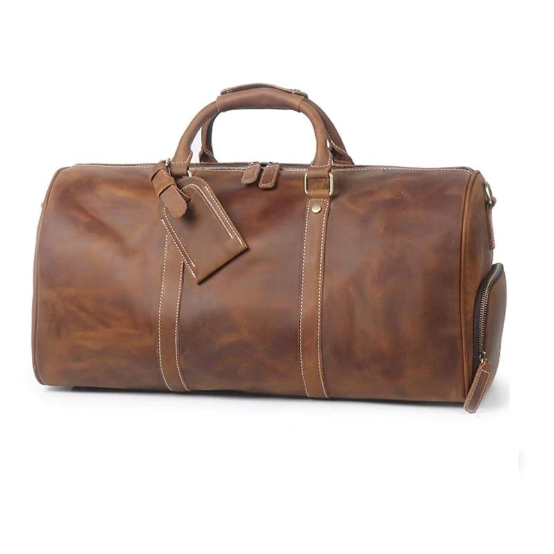 Brown Weekender Large Leather Duffle Bag