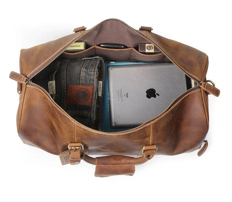 Brown Weekender Large Leather Duffle Bag