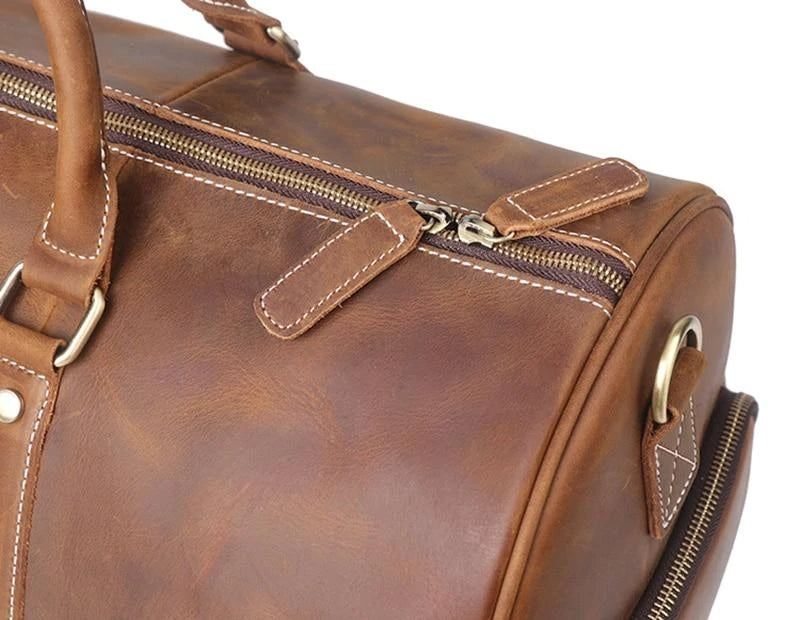 Brown Weekender Large Leather Duffle Bag
