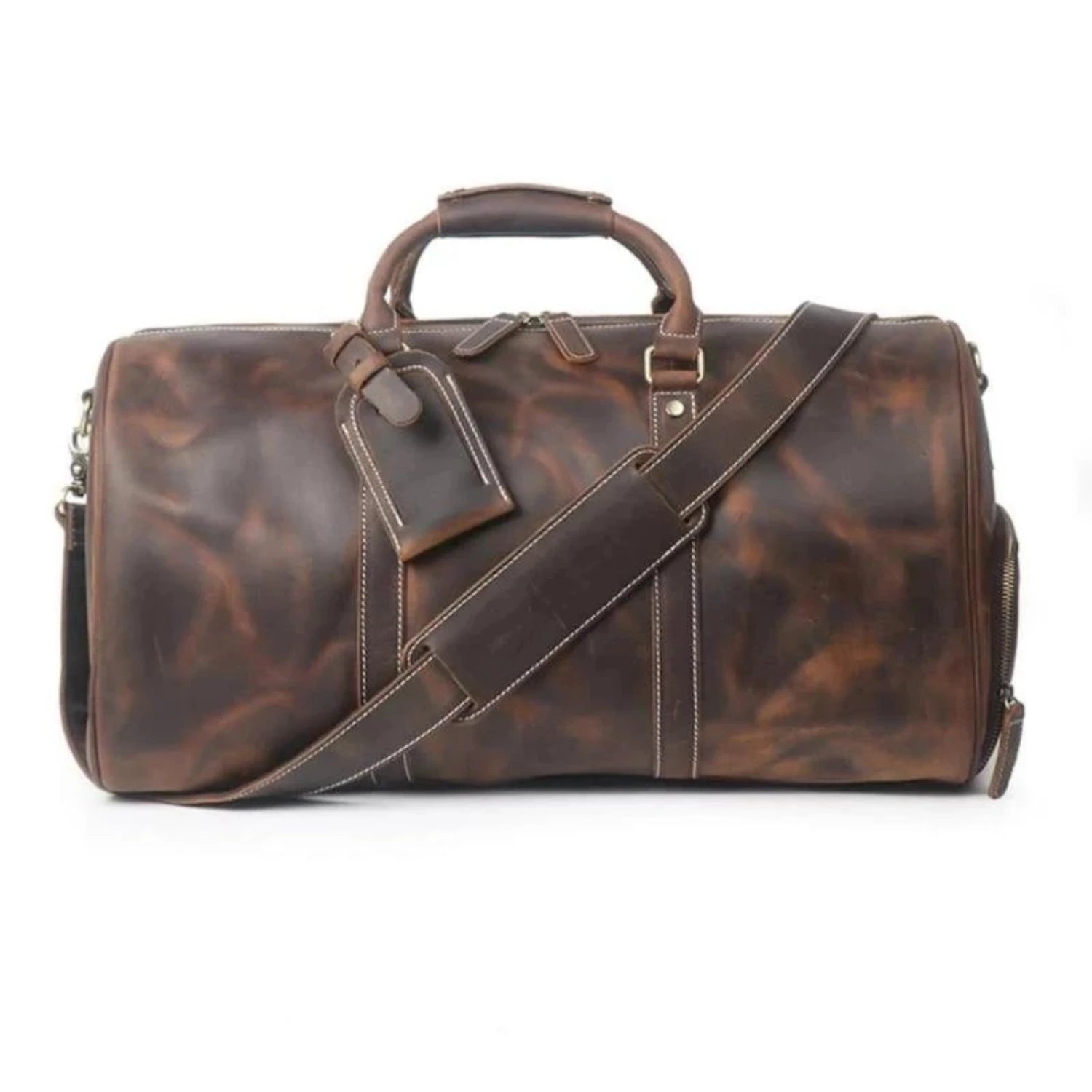 Brown Weekender Large Leather Duffle Bag