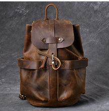 Load image into Gallery viewer, Vintage Leather School Travel Backpack Rucksack
