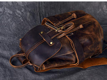 Load image into Gallery viewer, Vintage Leather School Travel Backpack Rucksack

