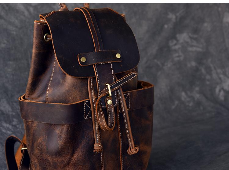 Vintage Leather Travel Backpack Rucksack