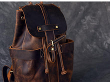 Load image into Gallery viewer, Vintage Leather School Travel Backpack Rucksack
