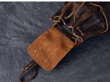 Load image into Gallery viewer, Vintage Leather School Travel Backpack Rucksack
