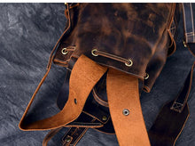 Load image into Gallery viewer, Vintage Leather School Travel Backpack Rucksack
