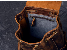 Load image into Gallery viewer, Vintage Leather School Travel Backpack Rucksack

