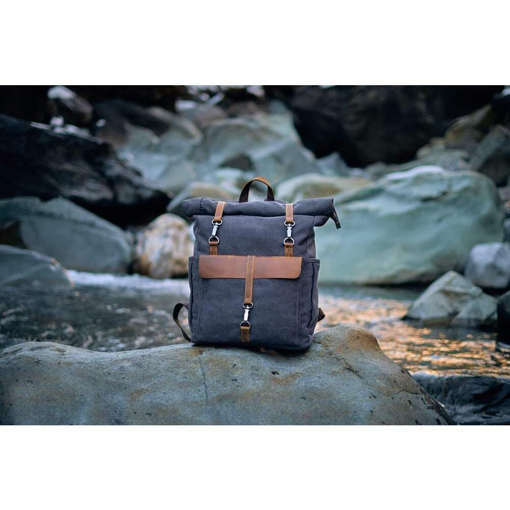 Retro Roll-top Canvas Backpack