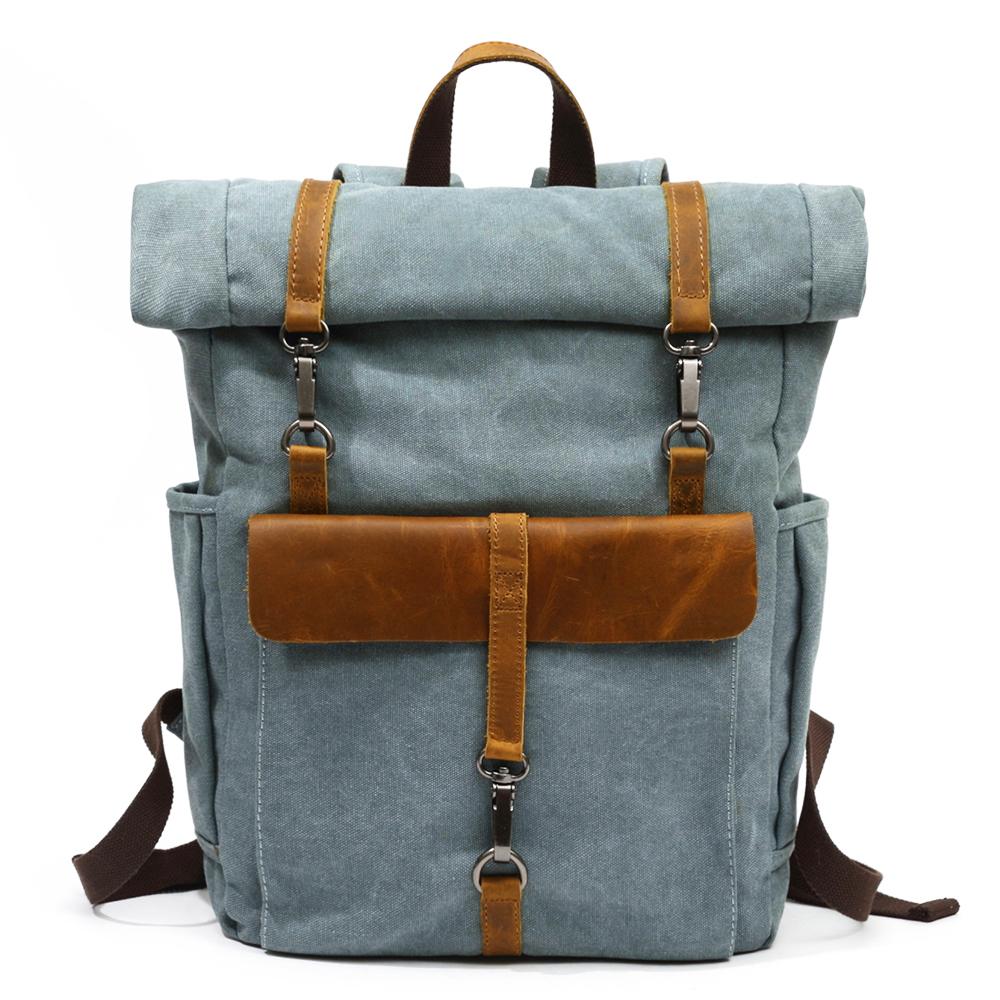 Retro Roll-top Canvas Backpack