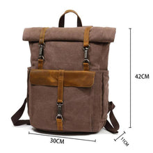 Load image into Gallery viewer, Retro Roll-top Canvas Backpack
