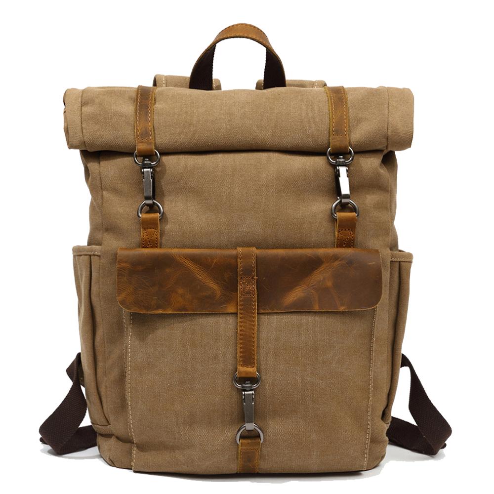 Retro Roll-top Canvas Backpack