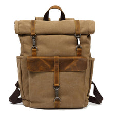 Load image into Gallery viewer, Retro Roll-top Canvas Backpack
