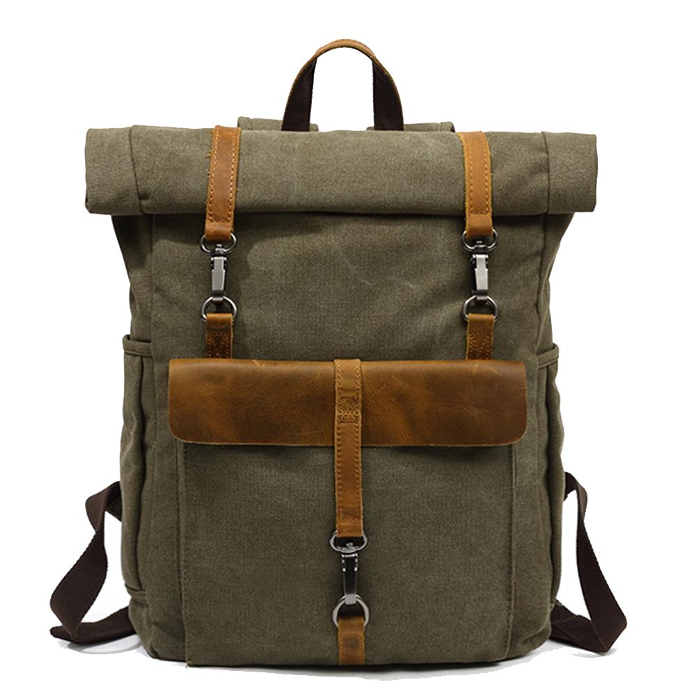 Retro Roll-top Canvas Backpack