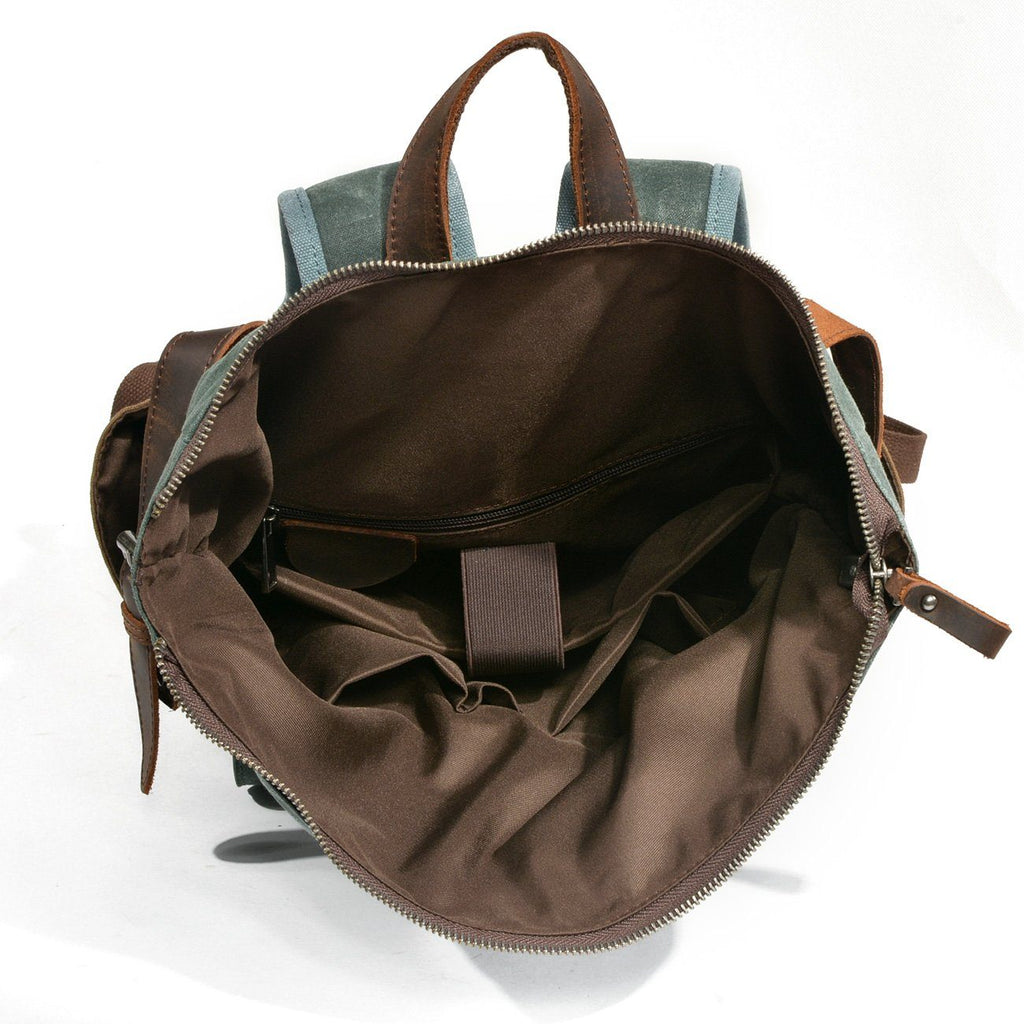 Natural Vintage Waxed Canvas Roll Top Backpack
