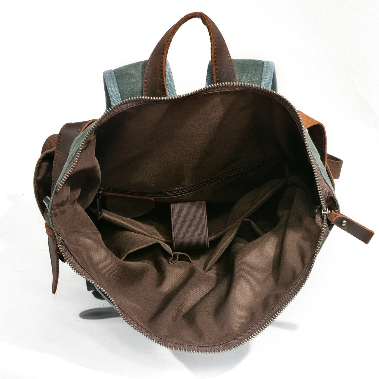 Natural Vintage Waxed Canvas Roll Top Backpack