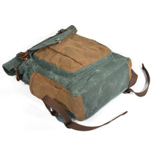 Load image into Gallery viewer, Natural Vintage Waxed Canvas Roll Top Backpack
