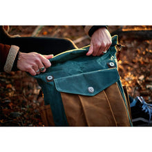 Load image into Gallery viewer, Natural Vintage Waxed Canvas Roll Top Backpack

